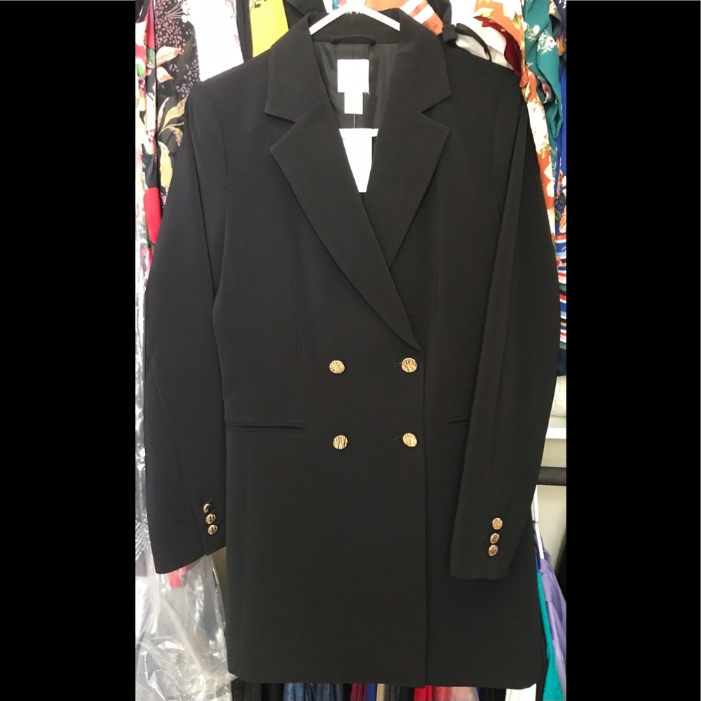 NWT - H&M Double Breasted Black Coat